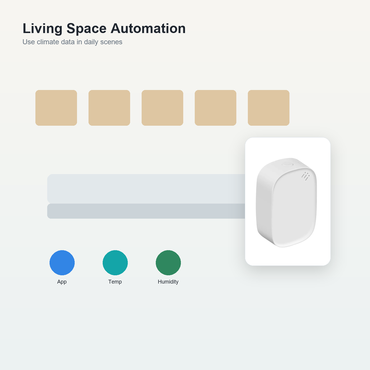 Living space automation scene with climate sensor