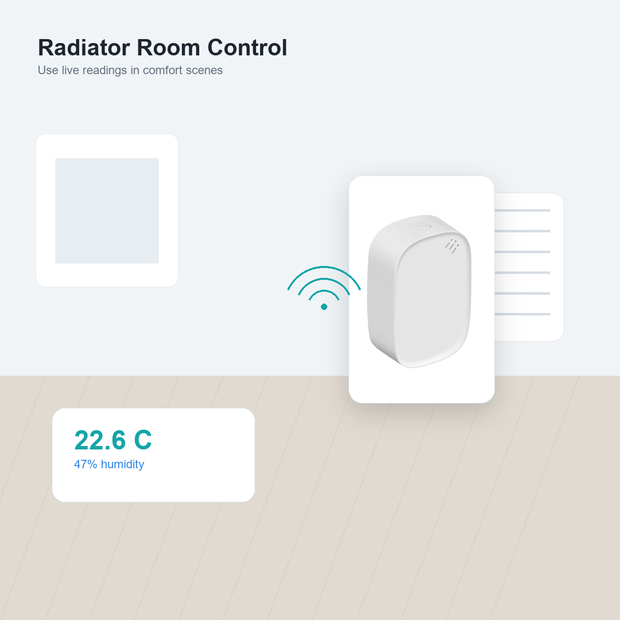 Radiator room control scene with ZigBee climate sensor