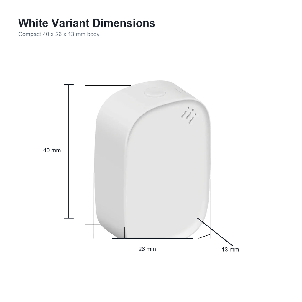 White variant dimensions for ZigBee climate sensor