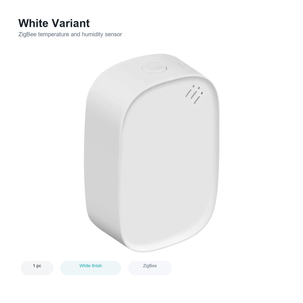 White variant packshot of ZigBee temperature humidity sensor