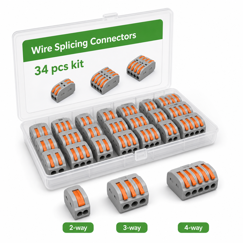 34 piece wire splicing connector kit in clear organizer case