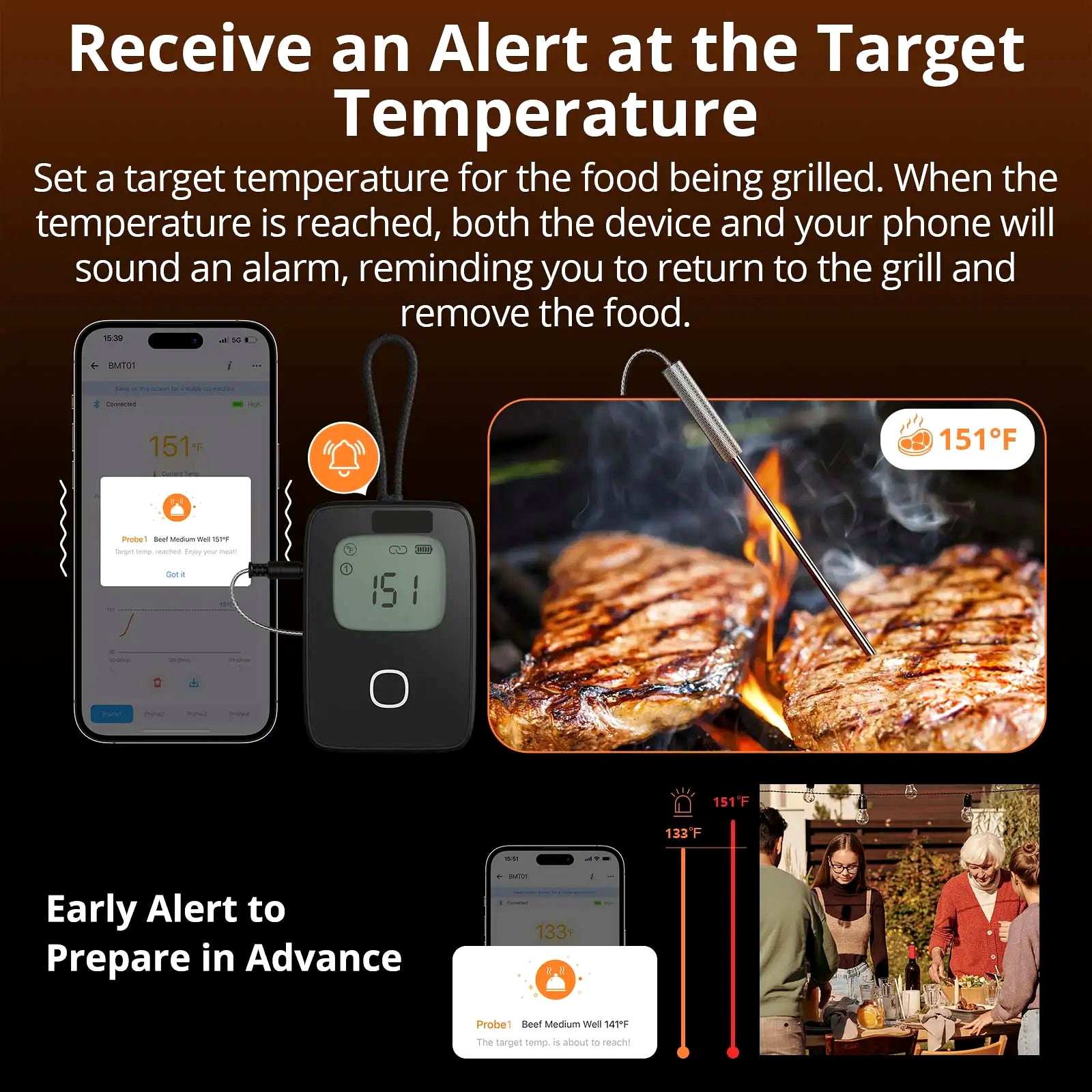 NéoCook Thermo Pro BMT01 target temperature alert feature