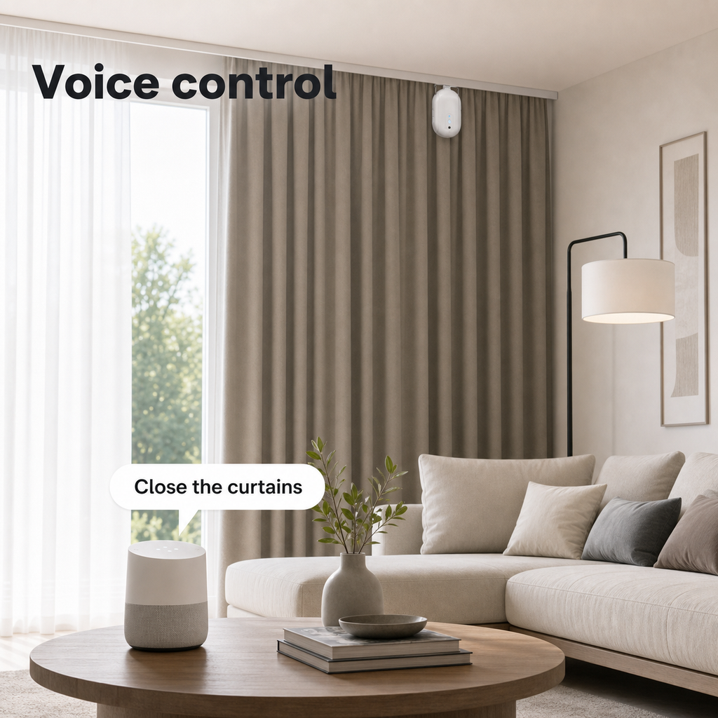 Generic voice control scene for smart curtain robot without branded assistants