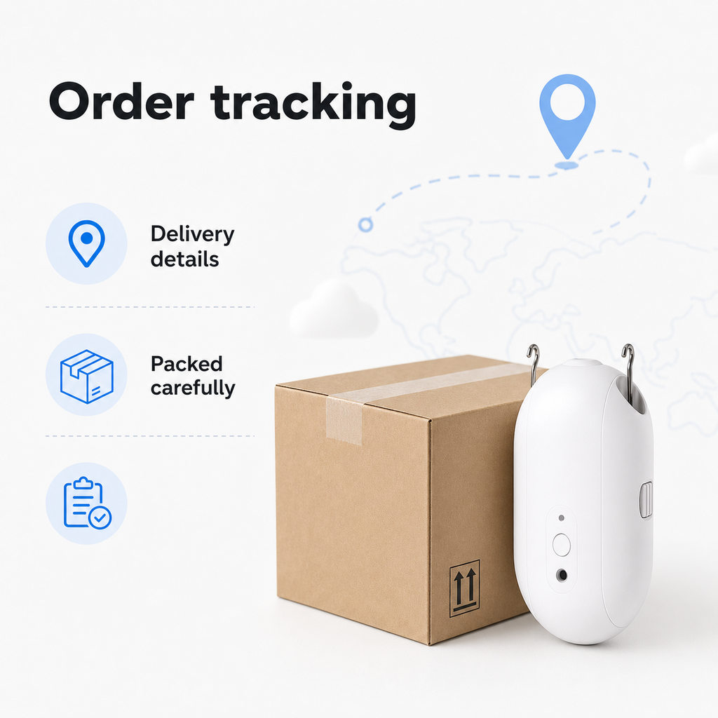 Order tracking information image with package and smart curtain robot