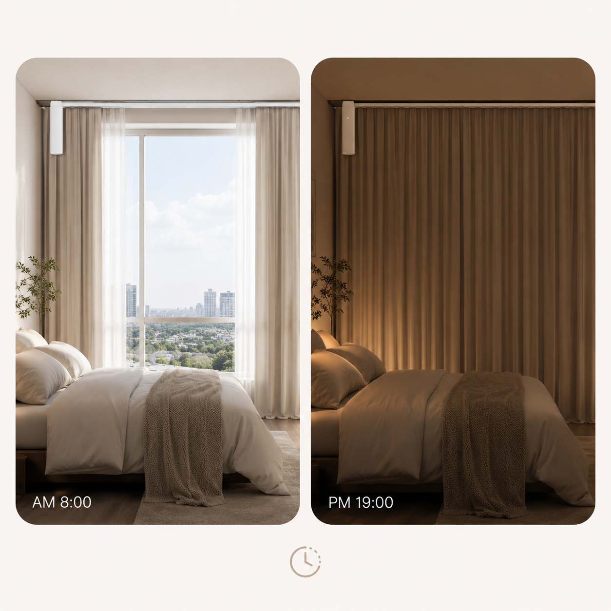 Morning and evening schedule view for NeoCurtain smart curtain motor
