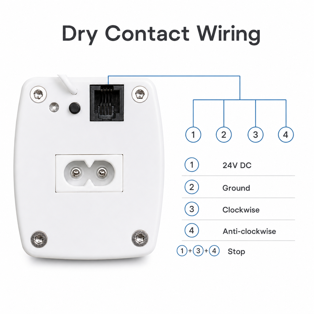 Dry contact wiring diagram for NeoCurtain curtain motor