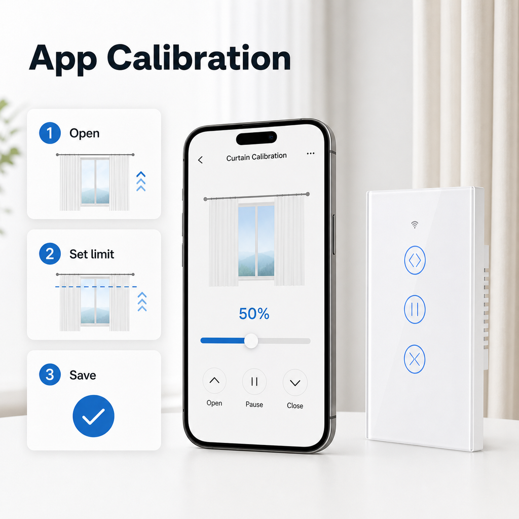 App calibration image for smart curtain wall switch