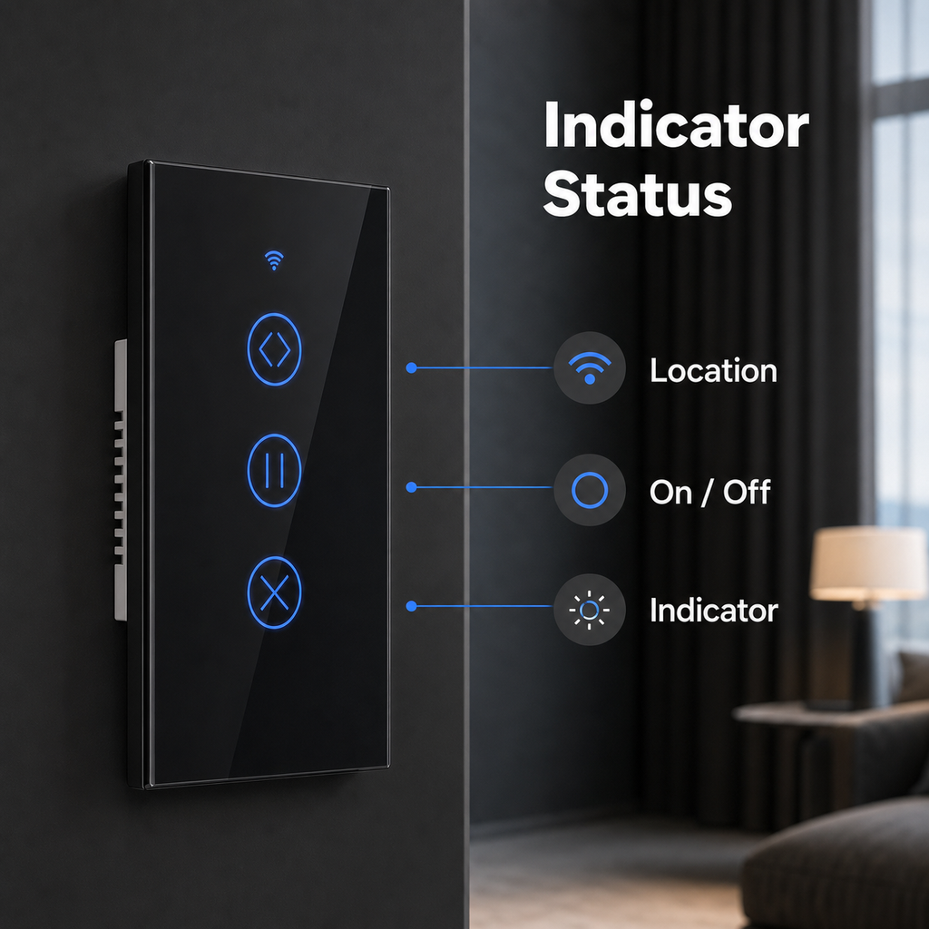 Indicator status image for black curtain touch switch