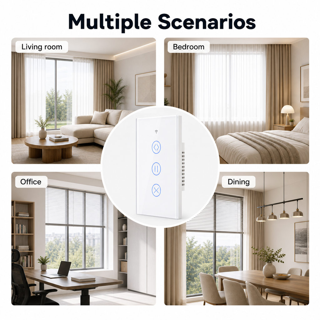Multiple home scenarios image for curtain wall switch