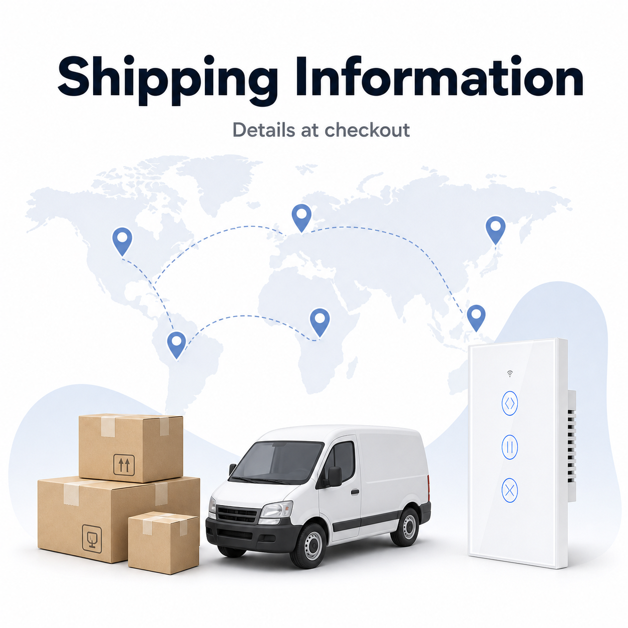 Shipping information card for curtain switch product page