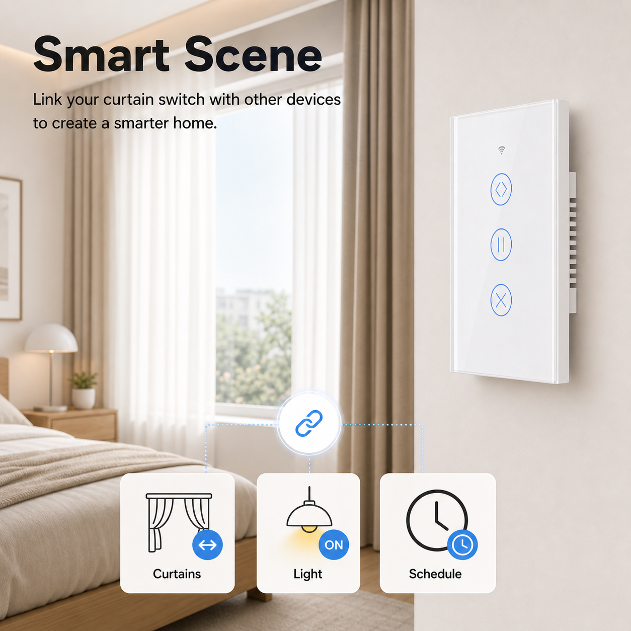 Smart scene linkage image for curtain touch switch