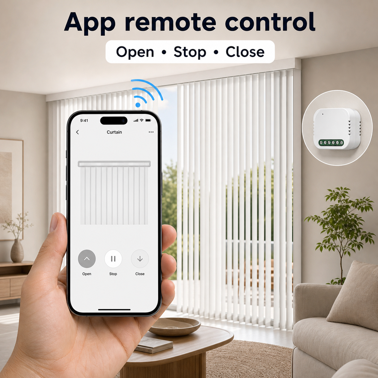 Generic app remote control screen for Wi-Fi curtain module