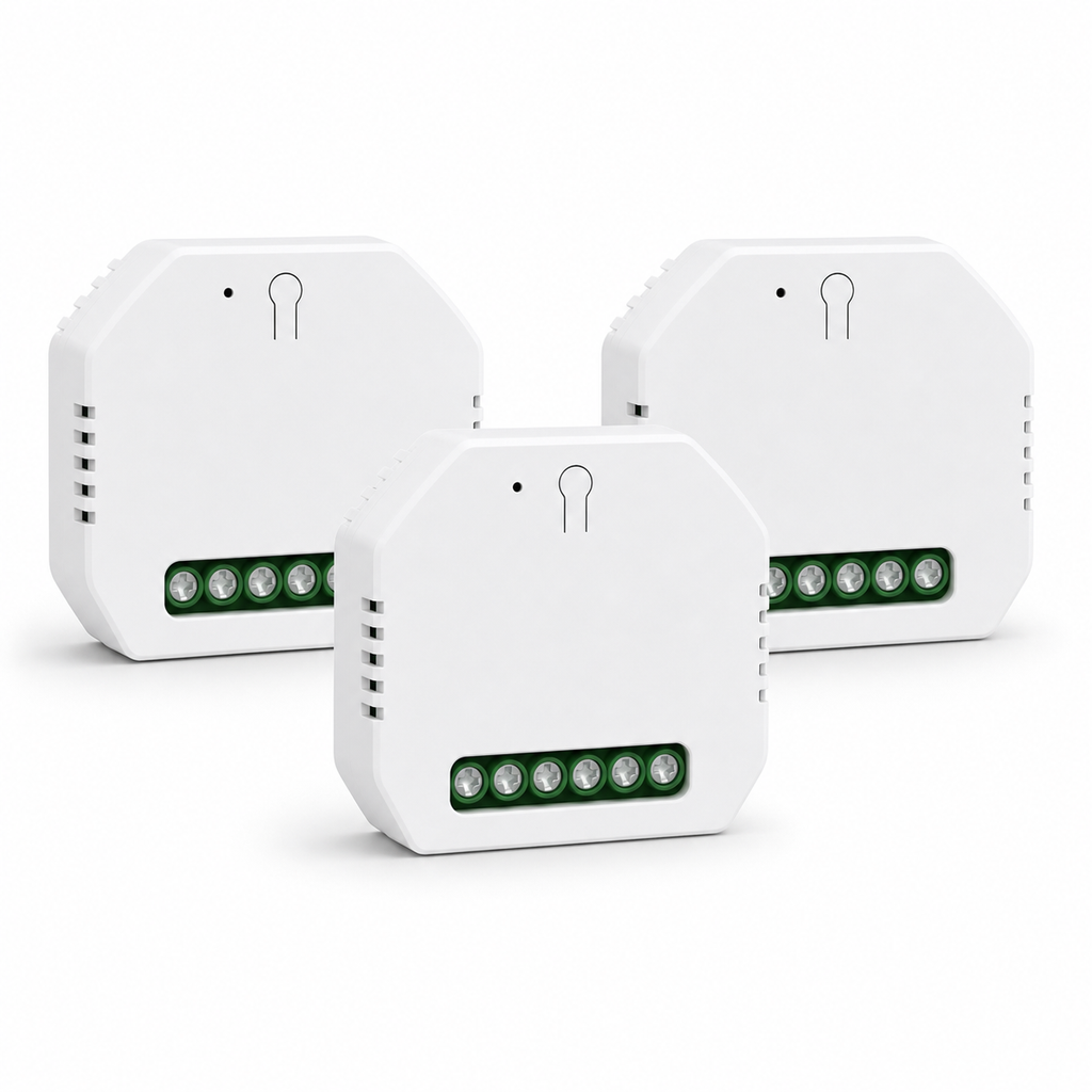 Module rideau Wi-Fi lot de 3 sur fond blanc studio