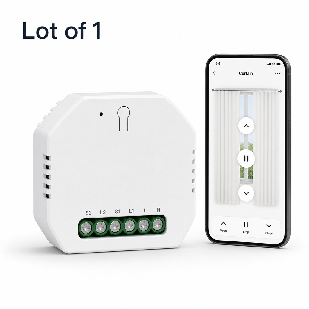 Single Wi-Fi curtain module packshot with generic app control