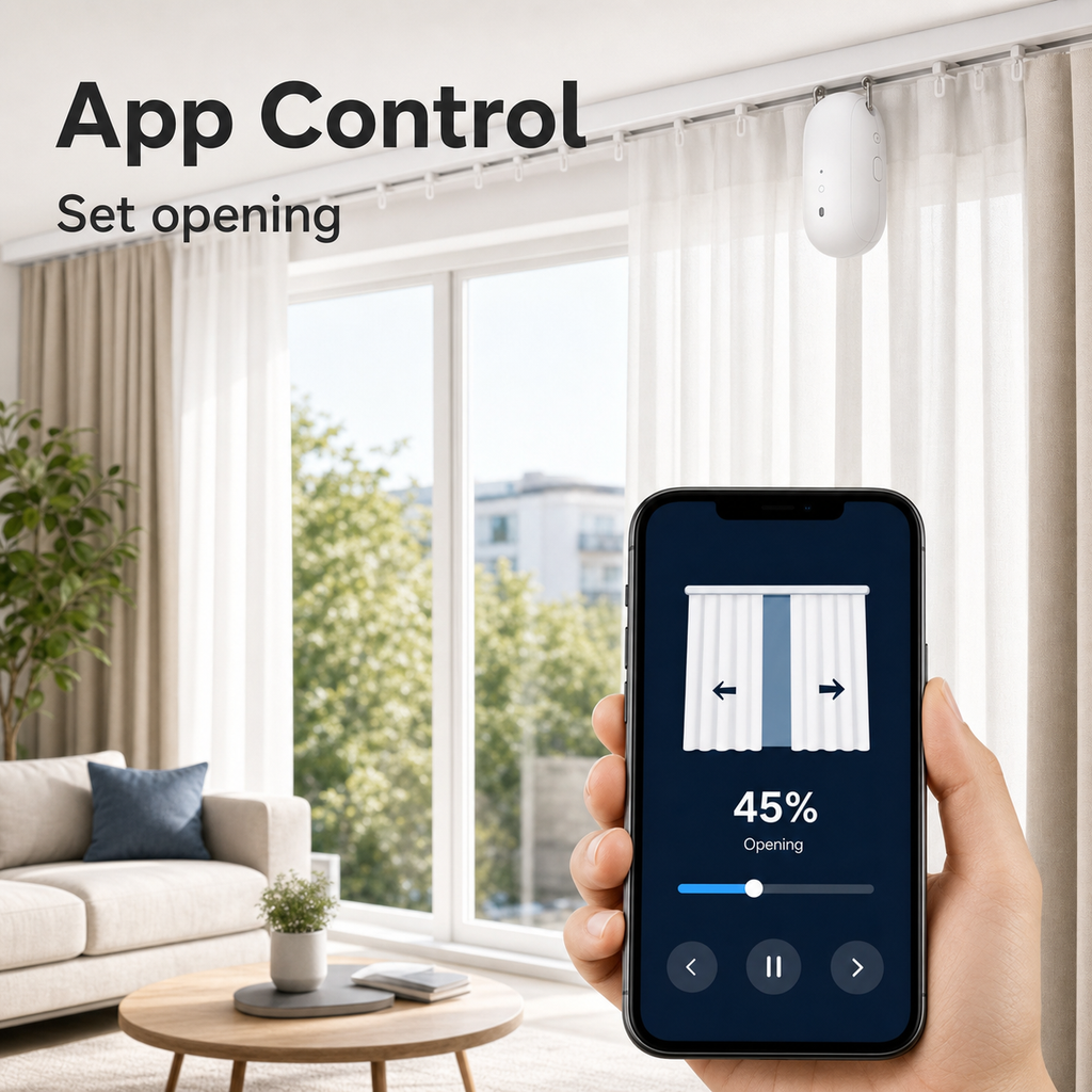 App control percentage setting for smart curtain robot