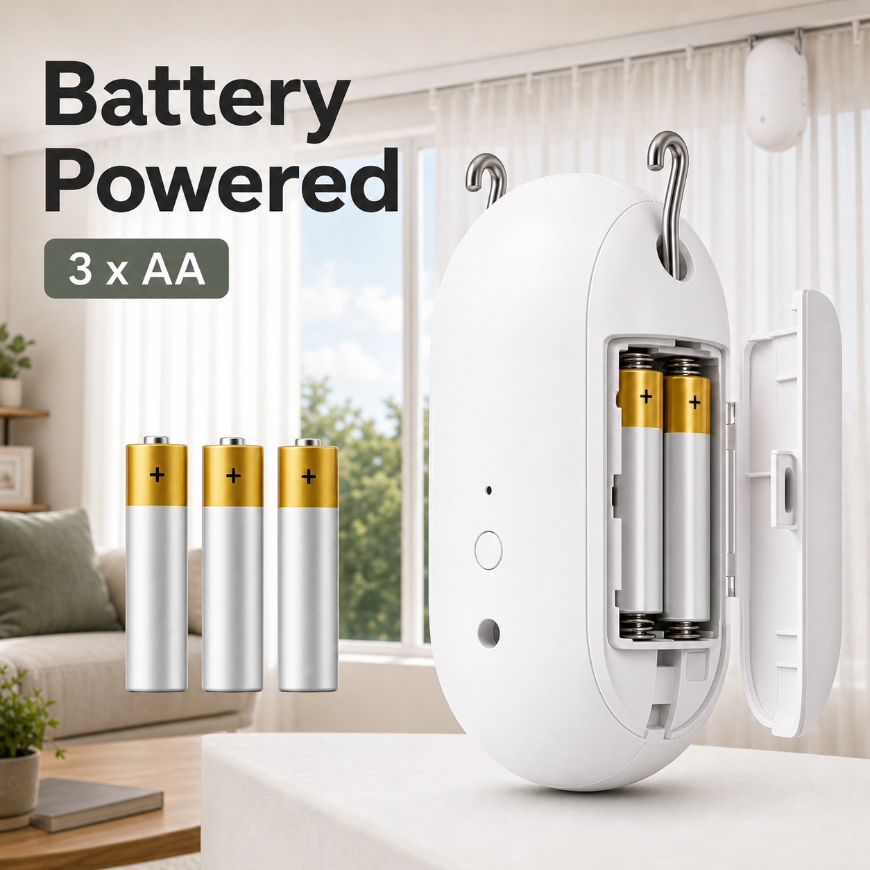 Battery powered smart curtain robot using three AA batteries