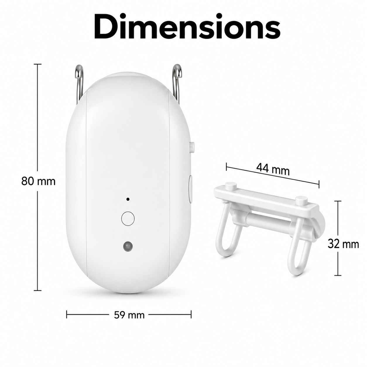 Dimensions diagram for smart curtain robot and adapter