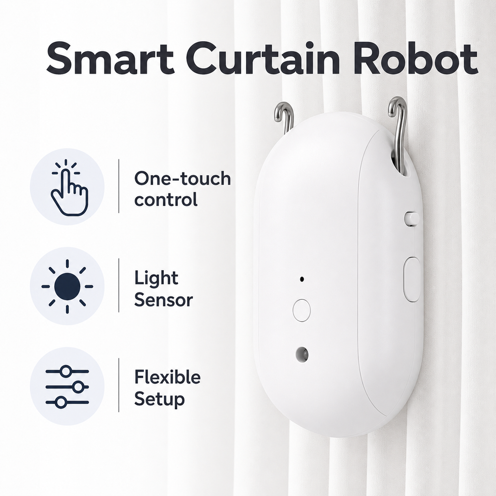 Feature overview of smart curtain robot with one touch control and light sensor
