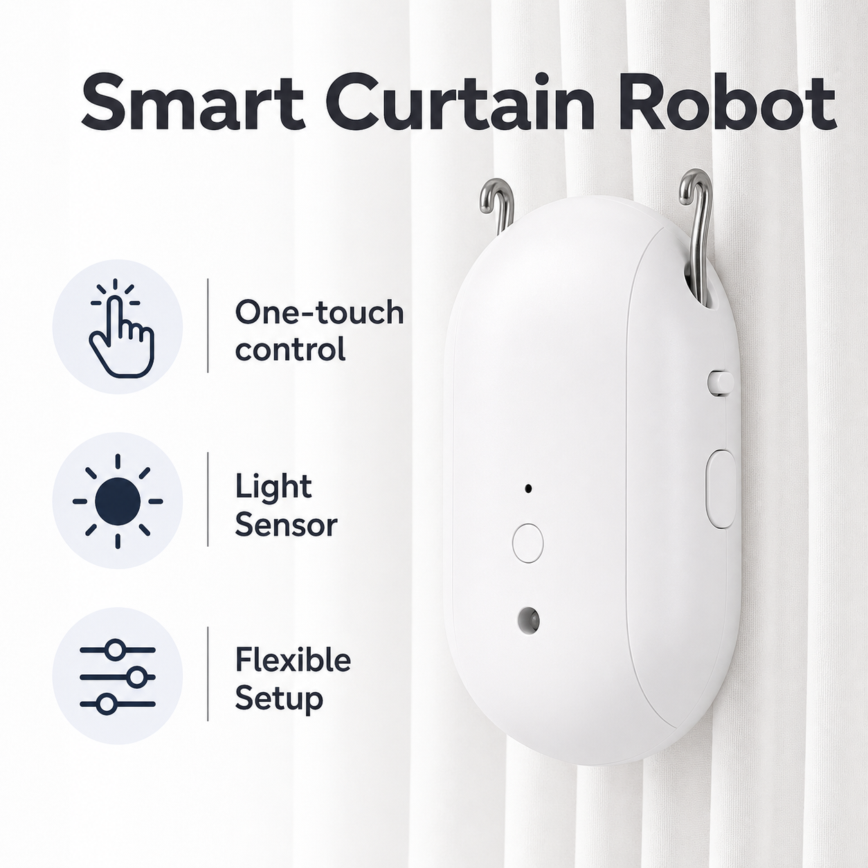 Feature overview of smart curtain robot with one touch control and light sensor