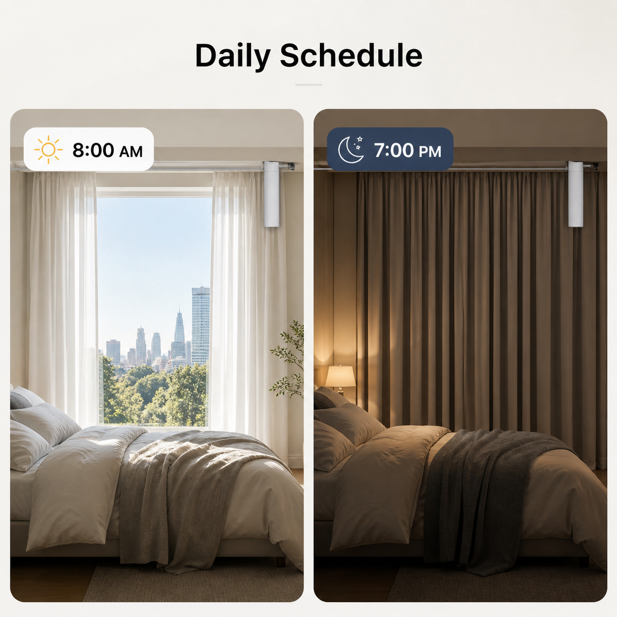 Daily schedule image for automatic curtain opening and closing