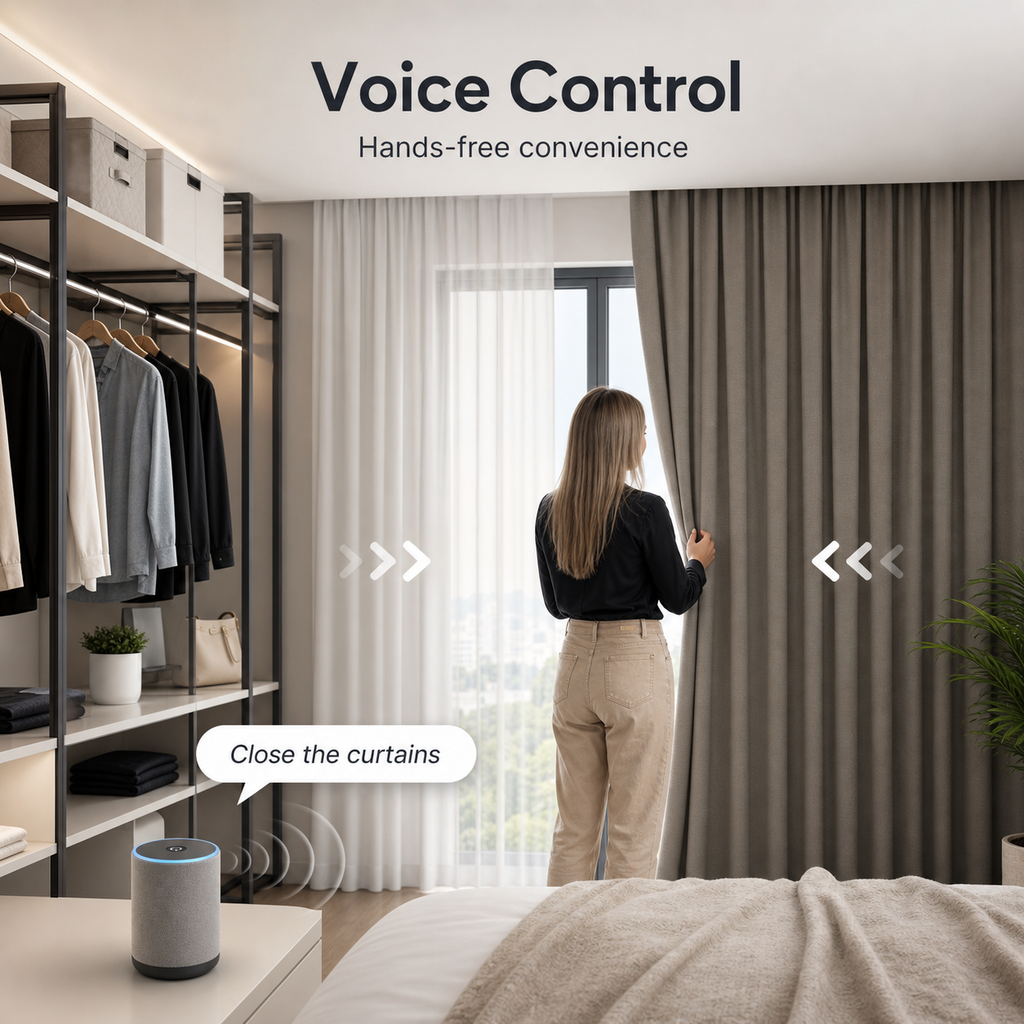 Voice control scene for smart motorized curtains