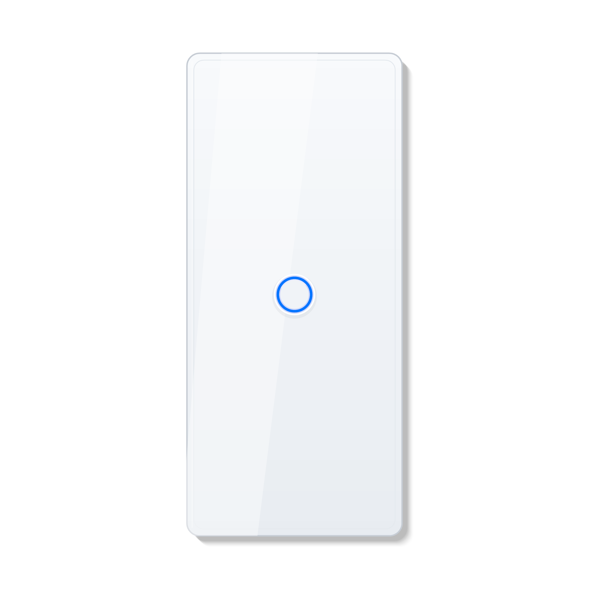 Interrupteur tactile NeoCurve Essential blanc pur a un canal sur fond studio blanc.
