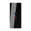 Interrupteur tactile NeoCurve Essential noir absolu a deux canaux sur fond studio blanc.