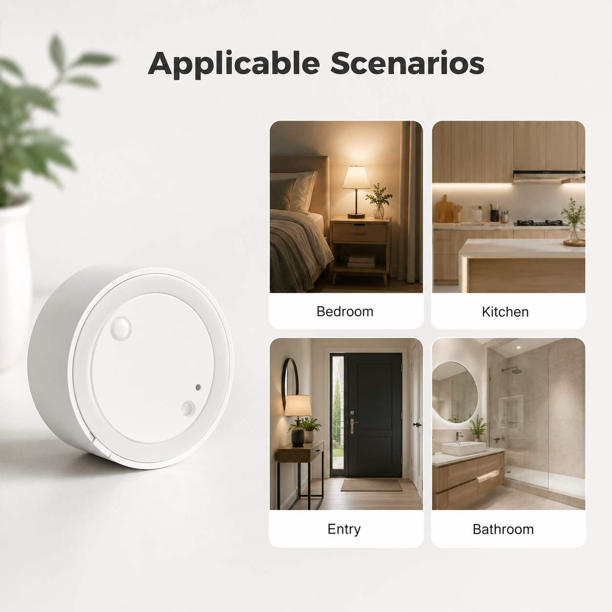 Applicable room scenarios for white Zigbee rotary scene button