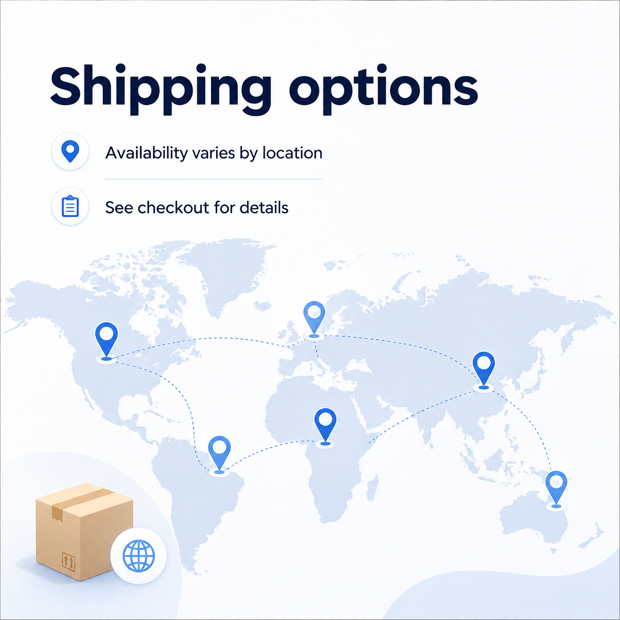 Shipping options information card with location based delivery details