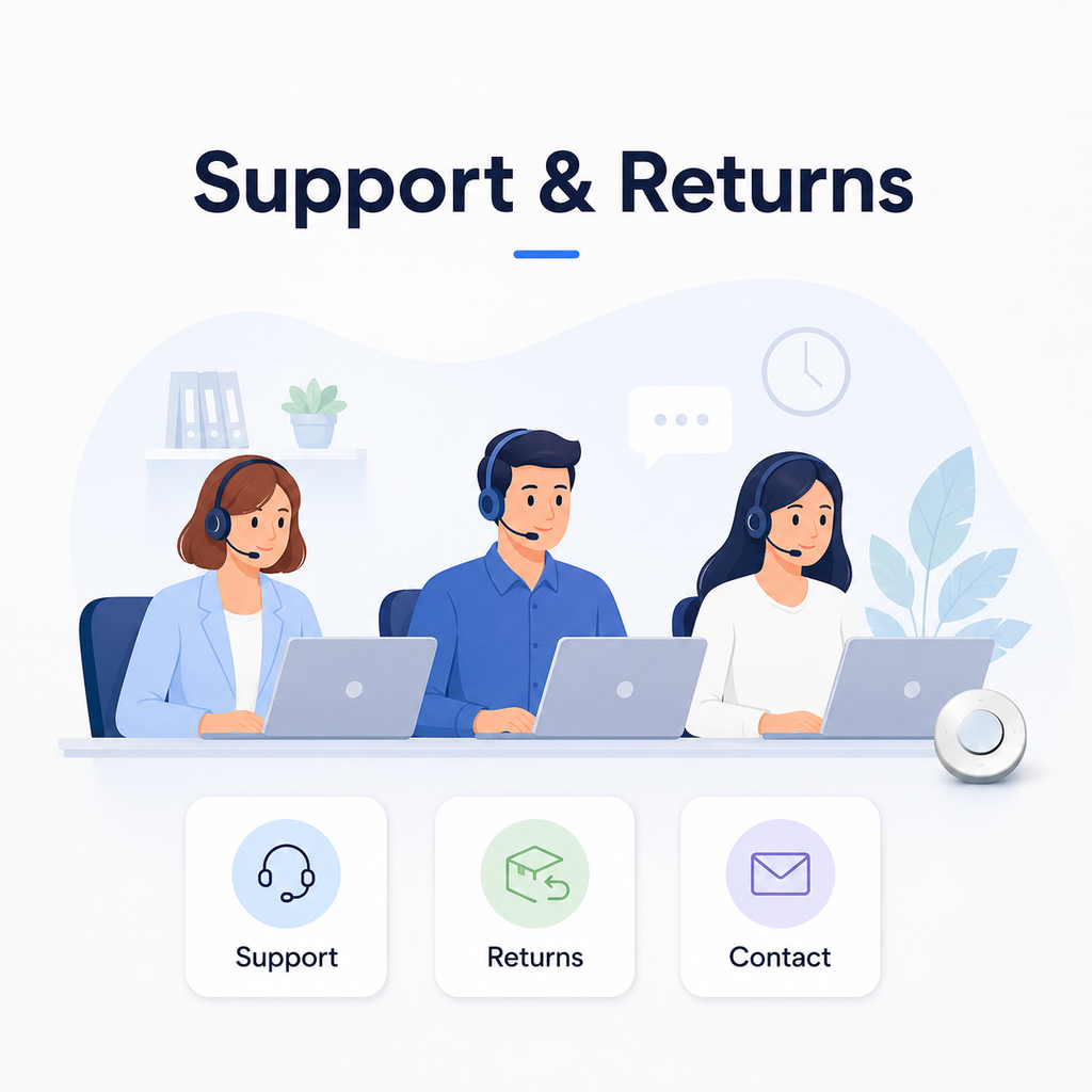 Support and returns information card for rotary scene button order