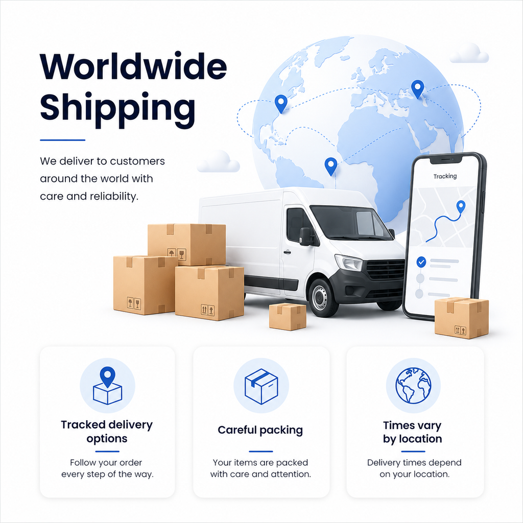 Tracked shipping and careful packing information for rotary scene button