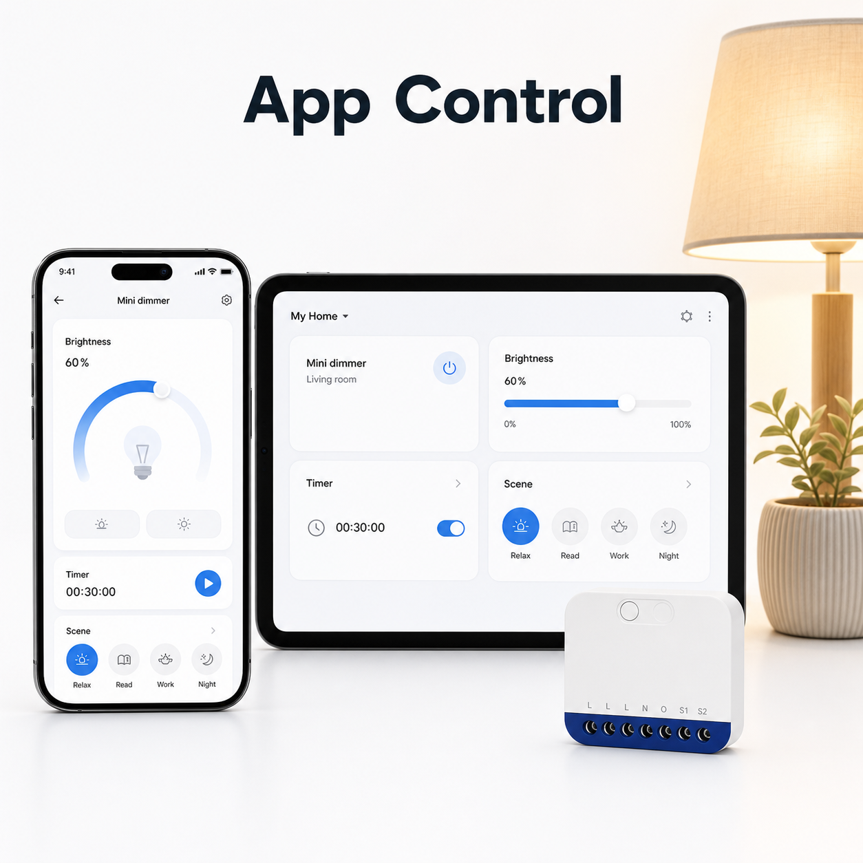 Generic app control dashboard for smart Wi-Fi dimmer