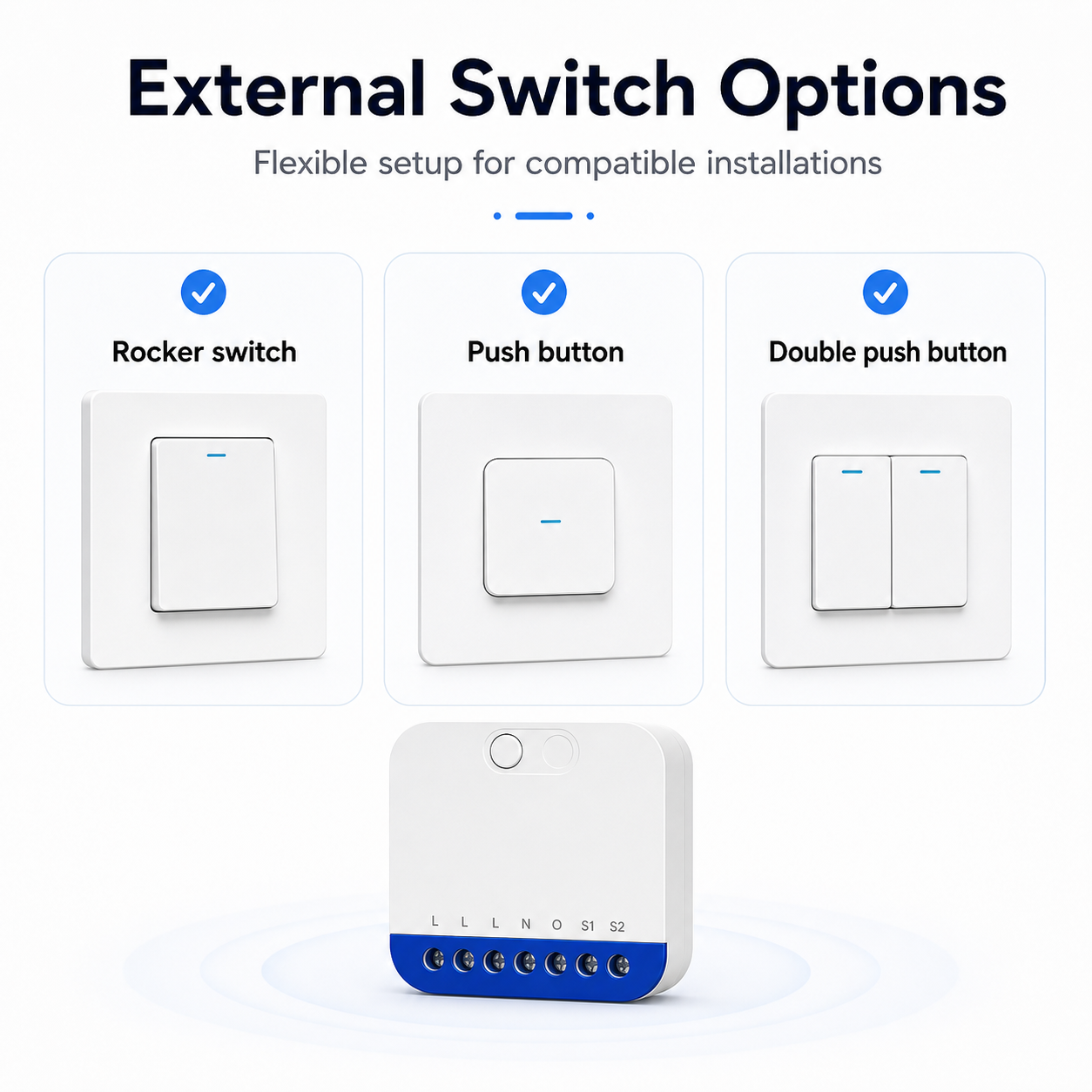 External switch options for compact Wi-Fi Matter dimmer