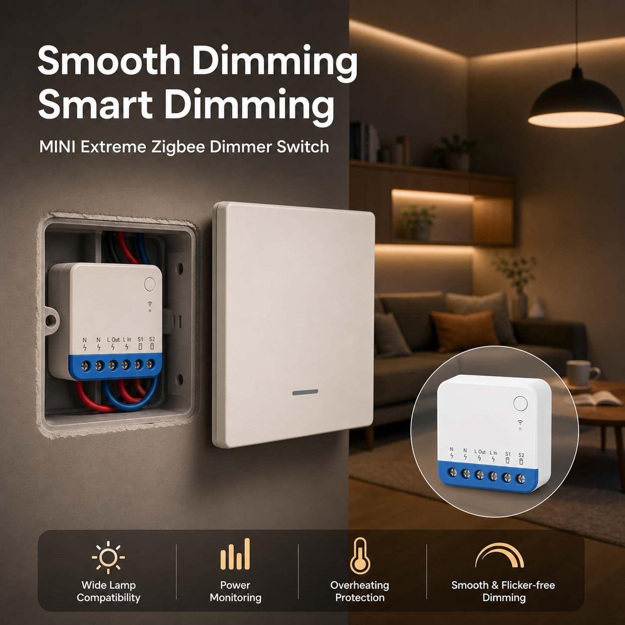 NeoDim Mini ZigBee Pro - smooth dimming installation
