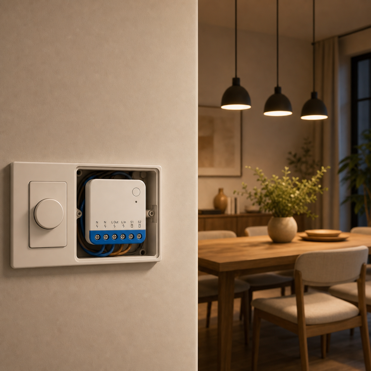 NeoDim Mini Zigbee Pro brightness calibration real installation image