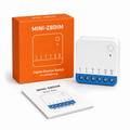 Studio packshot of MINI-ZBDIM Zigbee dimmer module with orange packaging