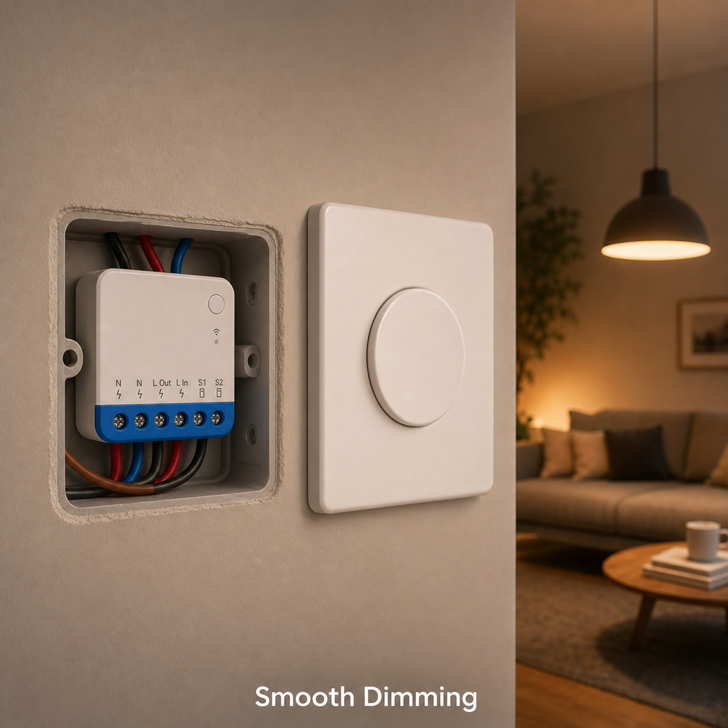 NeoDim Mini Zigbee Pro smooth dimming real installation image