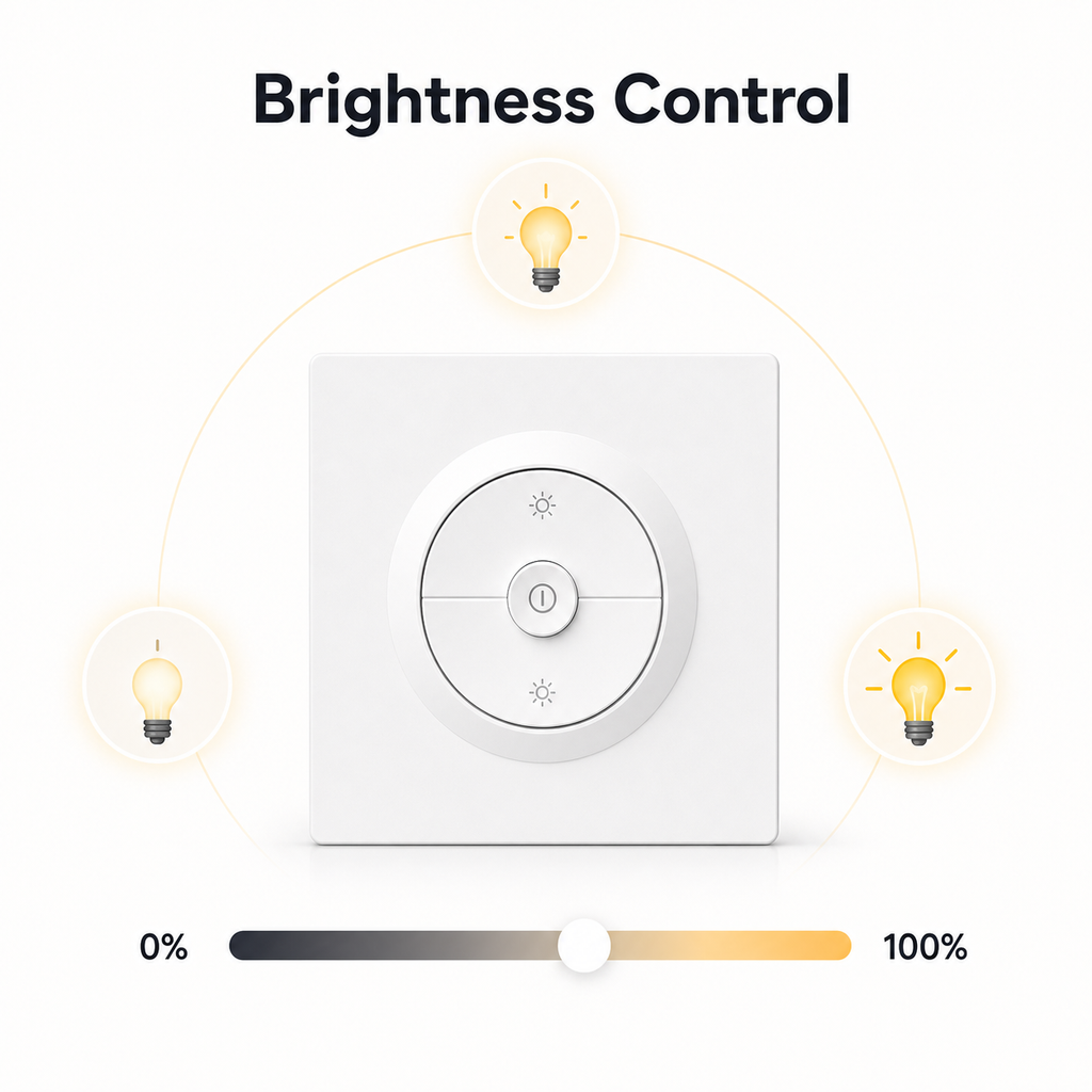 Brightness control visual for smart wall dimmer with 0 to 100 percent slider