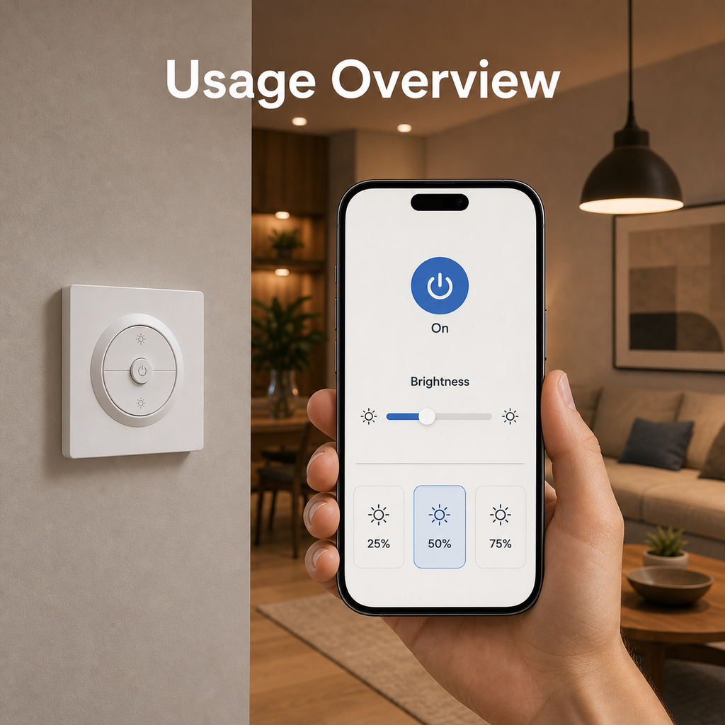 Generic smartphone brightness control interface for smart wall dimmer