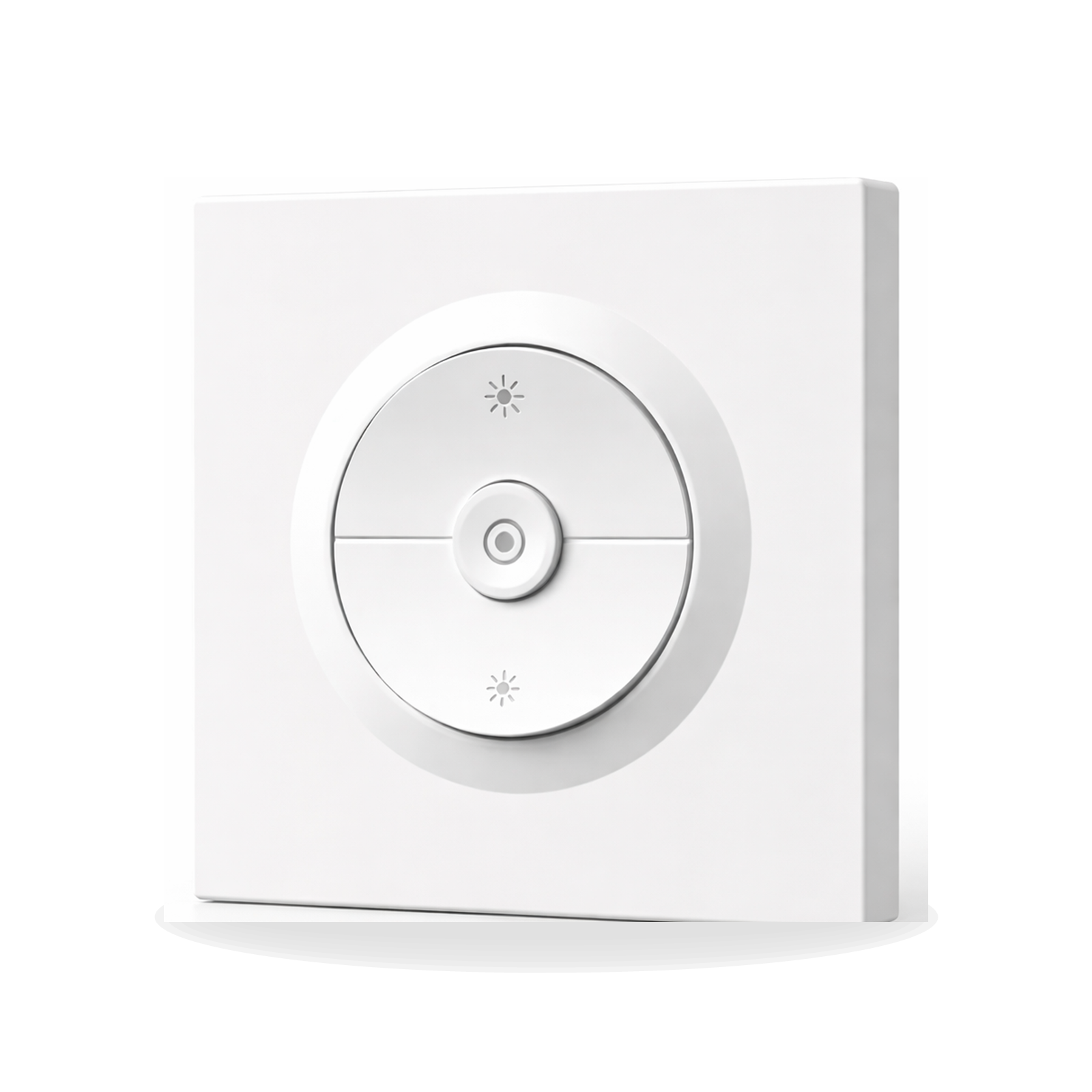 Variateur connecté Matter NéoDim Orb-Matter Pro blanc en vue angle avec profondeur du boîtier visible sur fond studio blanc.