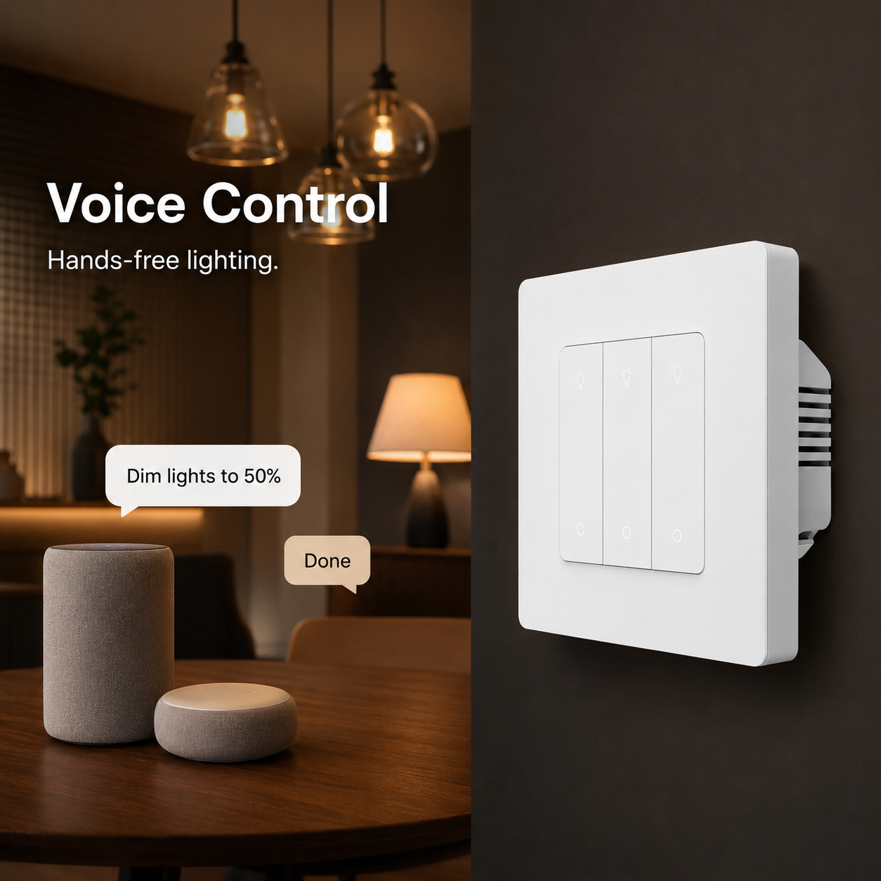 Generic voice assistant control visual for Zigbee dimmer switch