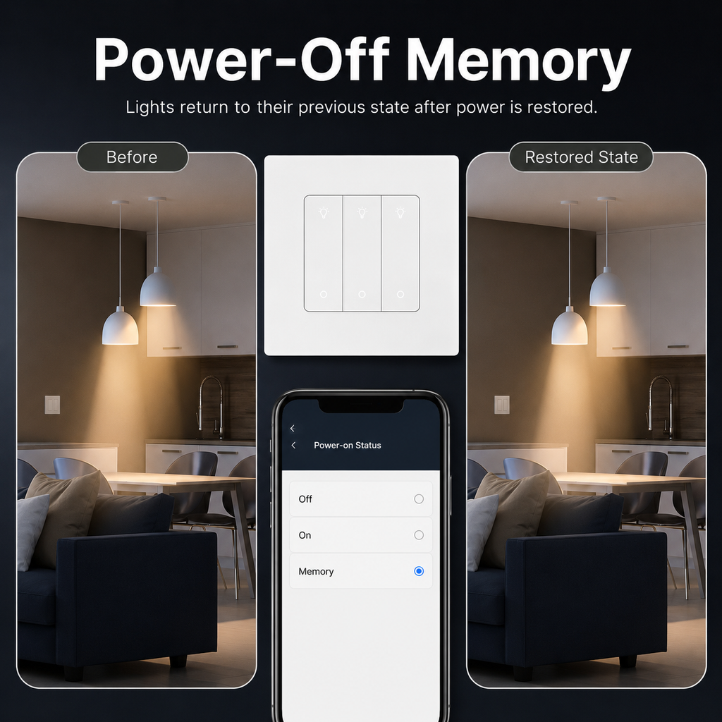 Power off memory feature visual for Zigbee dimmer switch