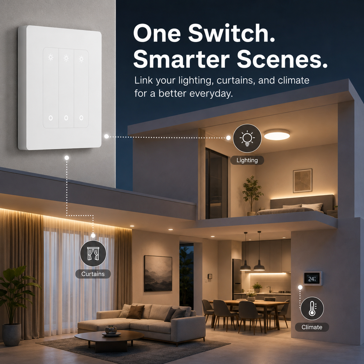 Scenario linkage smart home visual for Zigbee dimmer switch