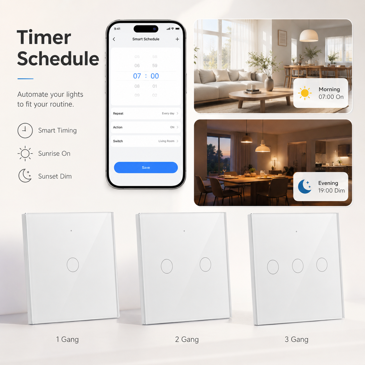 Timer function visual for Zigbee smart dimmer switch