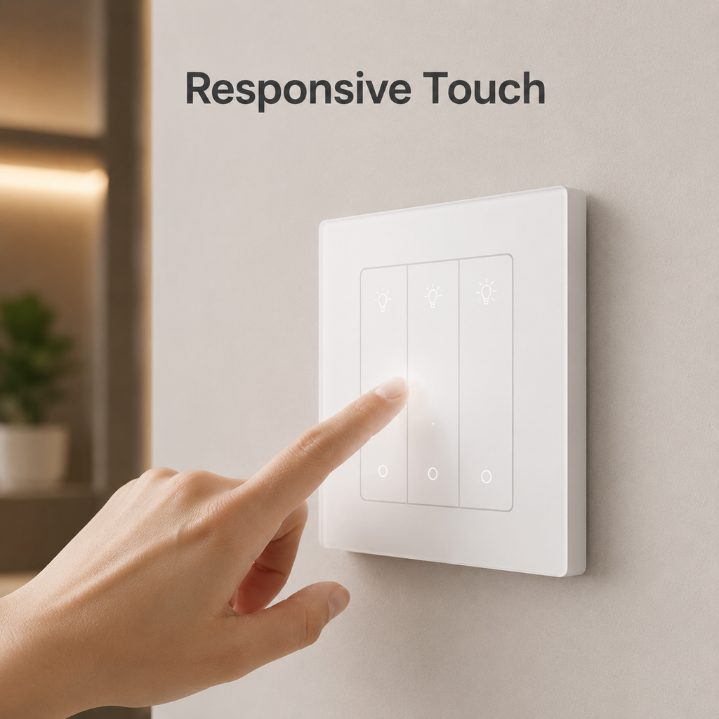 Touch click detail visual for smart wall dimmer switch