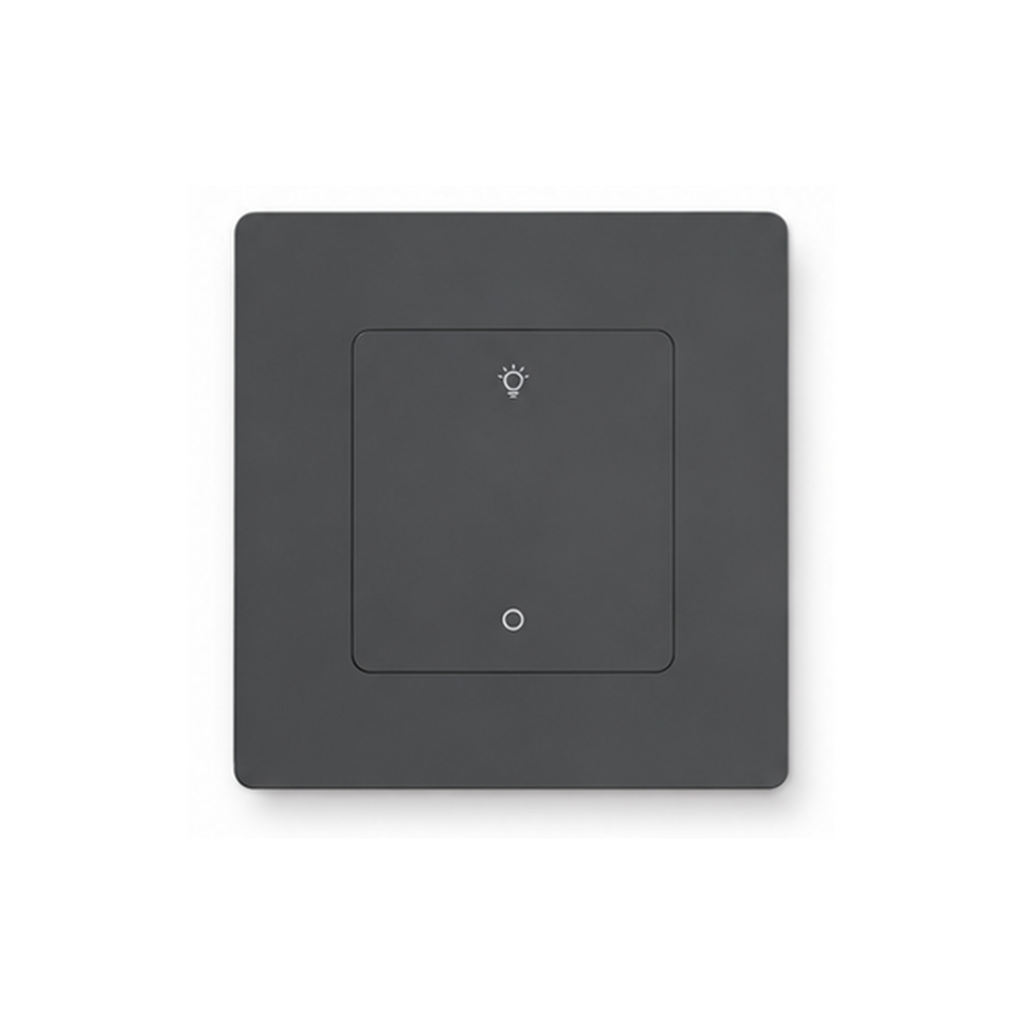 Variateur mural NéoDim Ring Comfort gris à 1 touche sur fond blanc