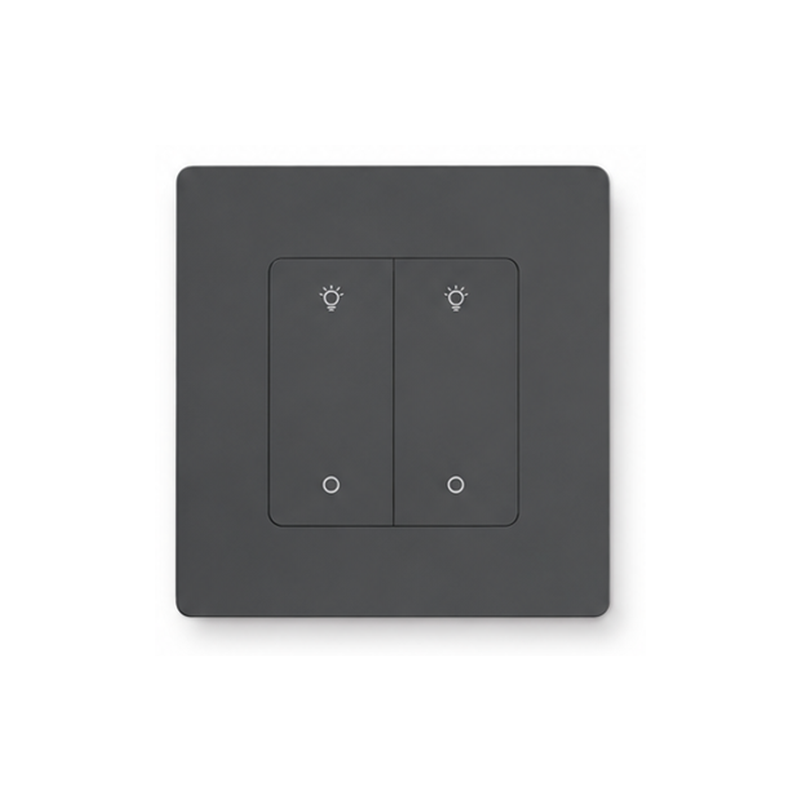Variateur mural NéoDim Ring Comfort gris à 2 touches sur fond blanc