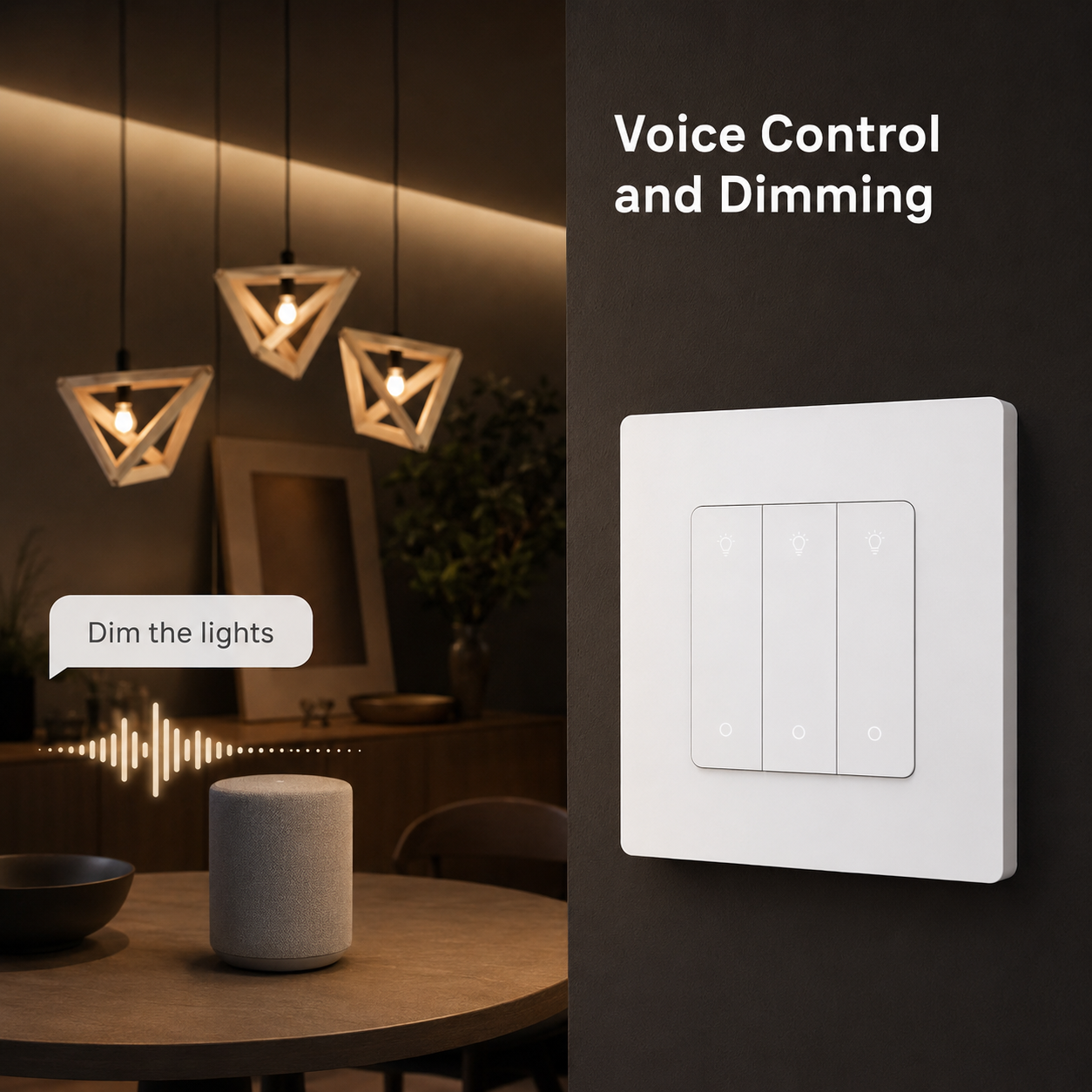 Generic voice control visual for Zigbee wall dimmer switch