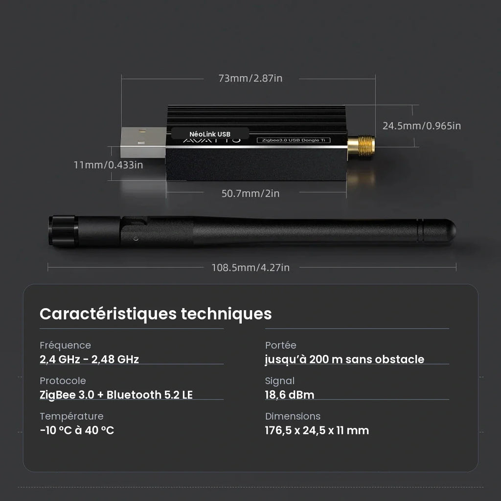 Fiche technique française du dongle NéoLink USB Essential.