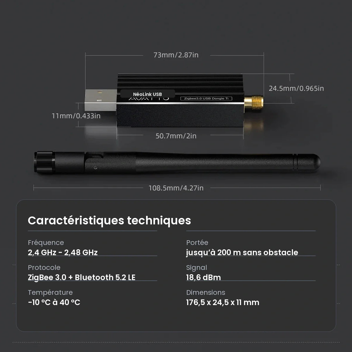 Fiche technique française du dongle NéoLink USB Essential.